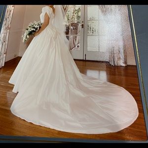 Beautiful Wedding Dress with Long Train and Embroidery